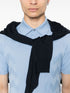 chevron-detail fine ribbed polo shirt